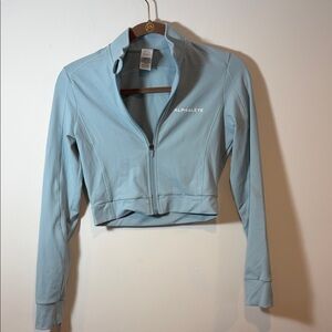 Alphalete Sky-Blue Cropped Zip Jacket